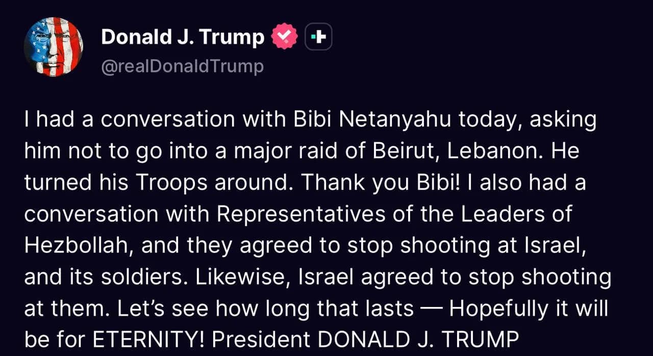 Selon Axios, Donald Trump aurait fermement exigé que Benjamin Netanyahou annule l'offensive sur Beyrouth
